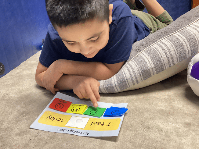 Child Reading My Feelings Chart